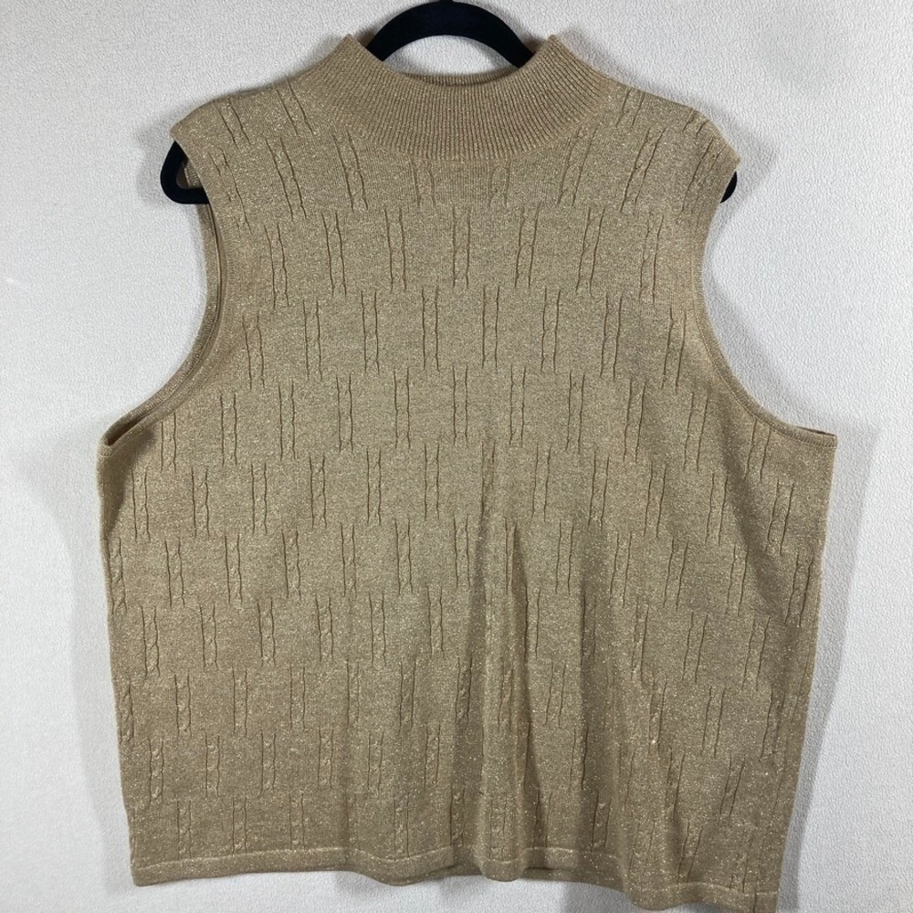 Moonlight Bay Women's Shell Tank Sz 3X Gold Cable Knit Party‎ Wedding Holiday